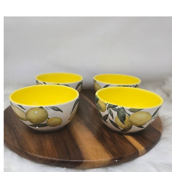 Bico Lemon Dreams Ceramic Bowls Set of 4, 26oz, NIB - Picture 6 of 8